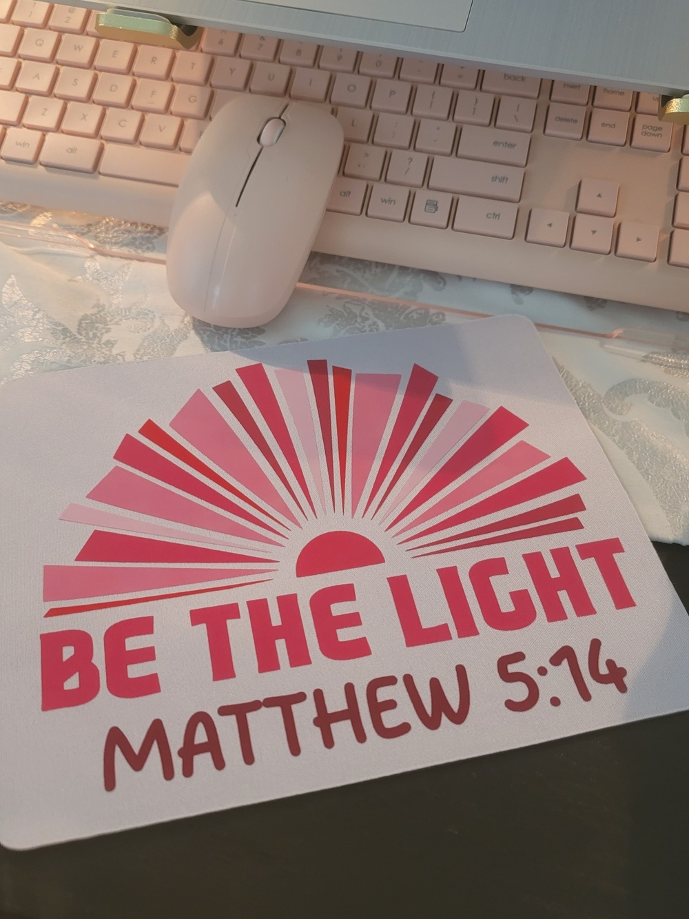 Be The Light Pink Inspirational Vinyl Mouse Pad New